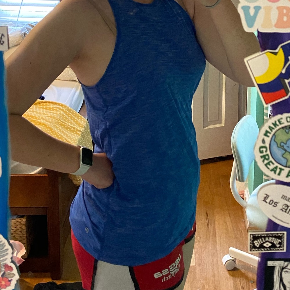 blue lululemon cut out tank